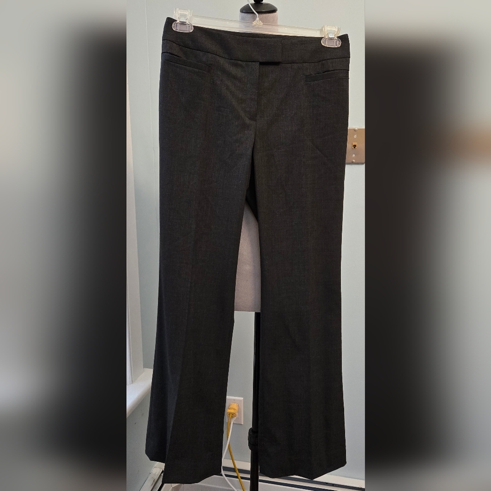 Lafayette 148 New York Charcoal light wool straight-wide leg slacks classic sz 4